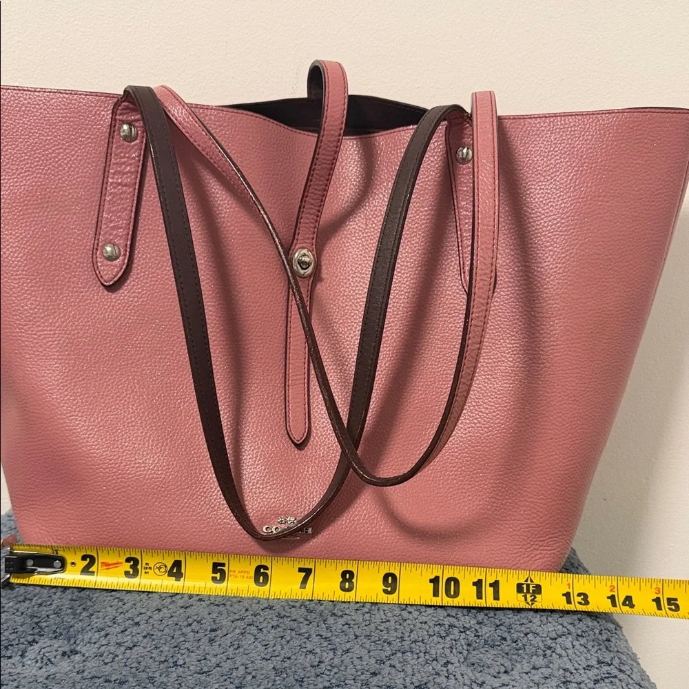 Coach Dusty Rose Leather Tote Glitter Rose Pink - Picture 7 of 14